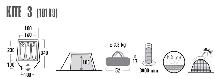 Трекинговая палатка тройка High Peak Kite 3